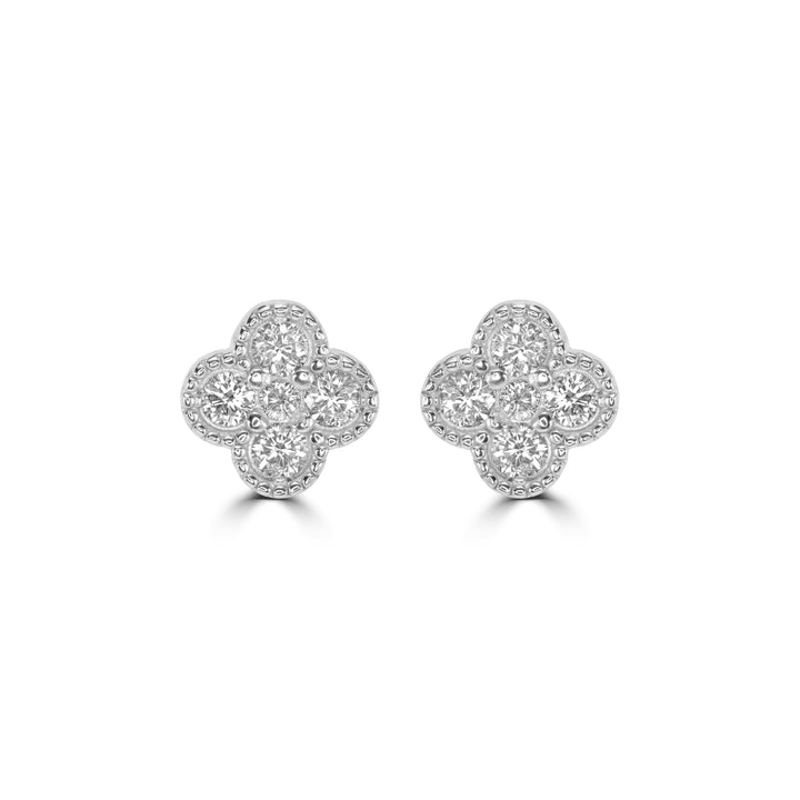 0.59 Cts Lab Grown Diamond Clover Earring in 925 Platinum Plated