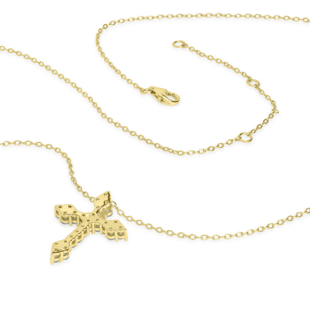 1.13 Cts Lab Grown Diamond Cross Pendant in 925 Yellow Gold Plated