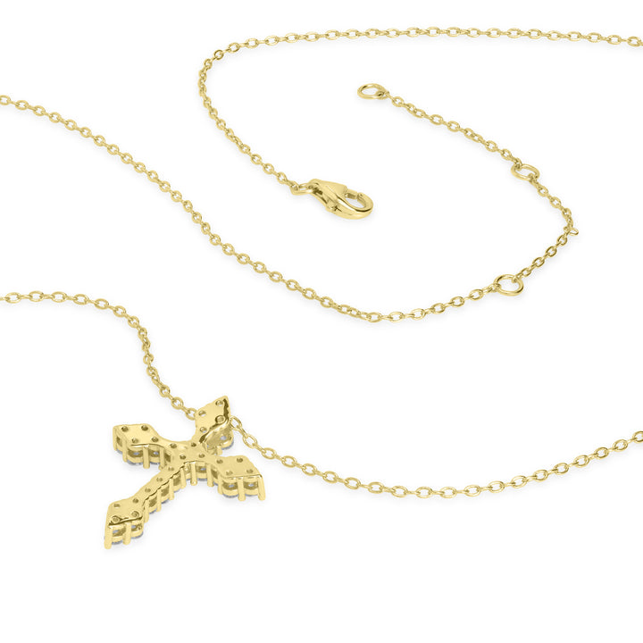 1.13 Cts Lab Grown Diamond Cross Pendant in 925 Yellow Gold Plated