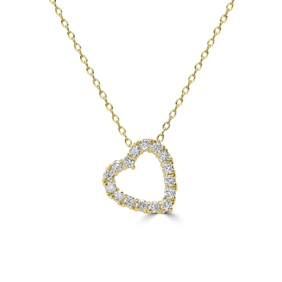 0.54 Cts Lab Grown Diamond Heart Necklace in 925 Yellow Gold Plated