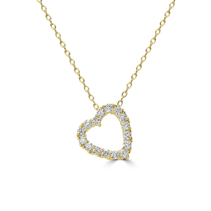 0.54 Cts Lab Grown Diamond Heart Necklace in 925 Yellow Gold Plated