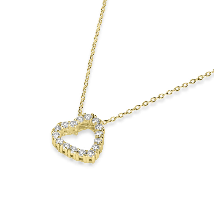 0.54 Cts Lab Grown Diamond Heart Necklace in 925 Yellow Gold Plated