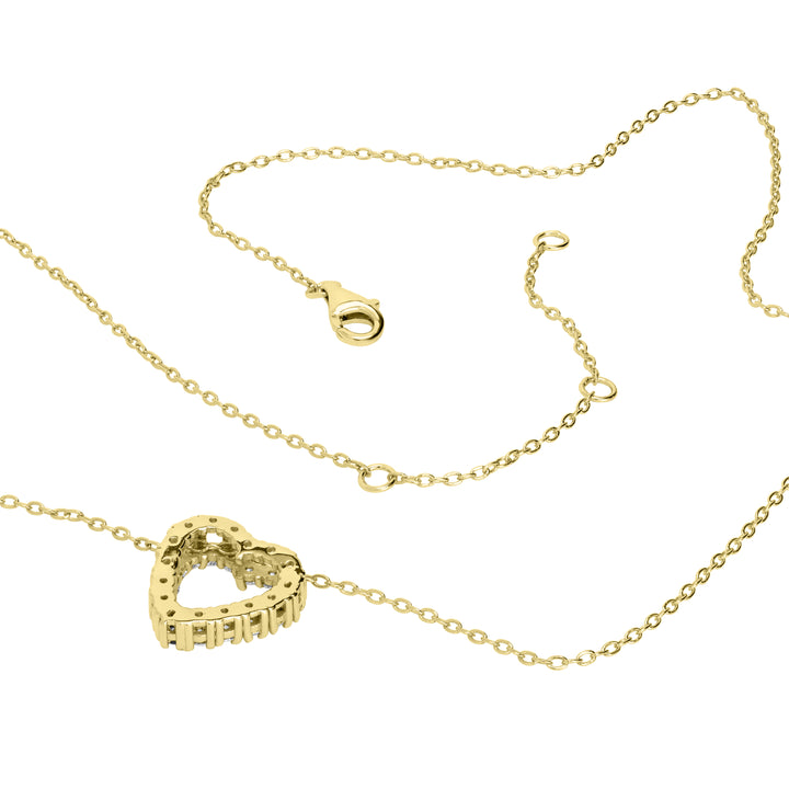 0.54 Cts Lab Grown Diamond Heart Necklace in 925 Yellow Gold Plated