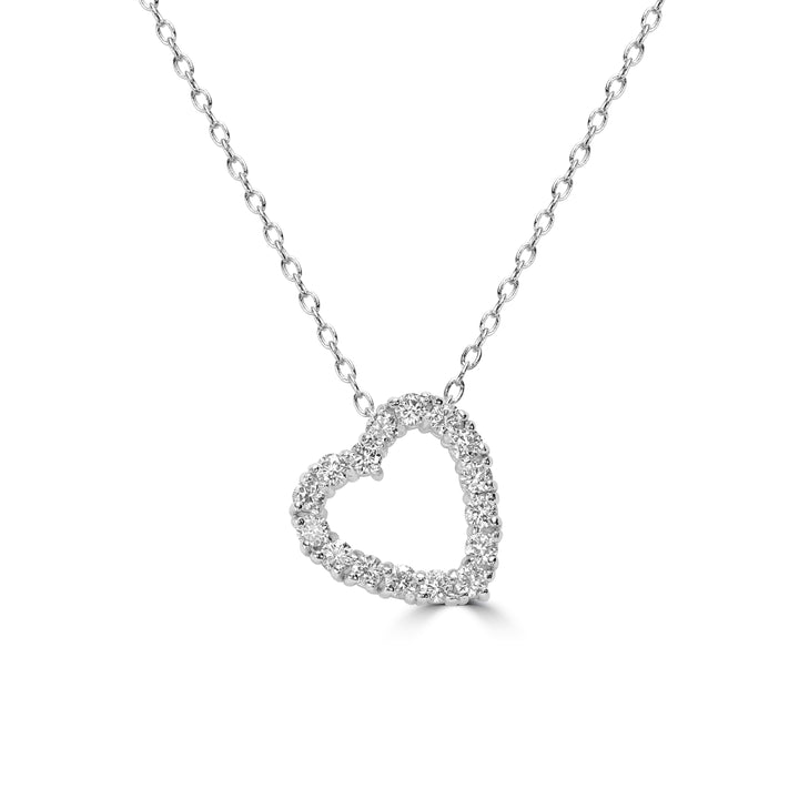 0.54 Cts Lab Grown Diamond Heart Necklace in 925 Platinum Plated