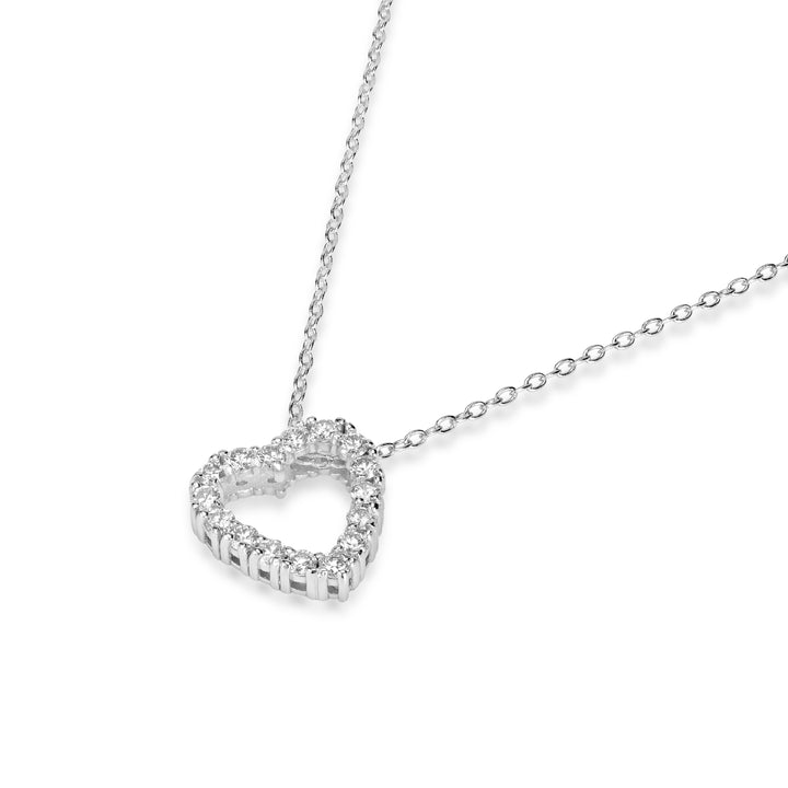 0.54 Cts Lab Grown Diamond Heart Necklace in 925 Platinum Plated