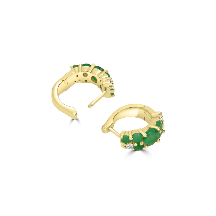 2.00 Cts Emerald Hoop Earring With 0.20 Cts Lab Grown Diamond in 925 Yellow Gold Plated