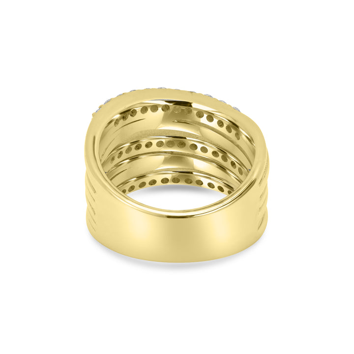 1.01 Cts Lab Grown Diamond Multi Row Ring in 925 Yellow Gold Plated