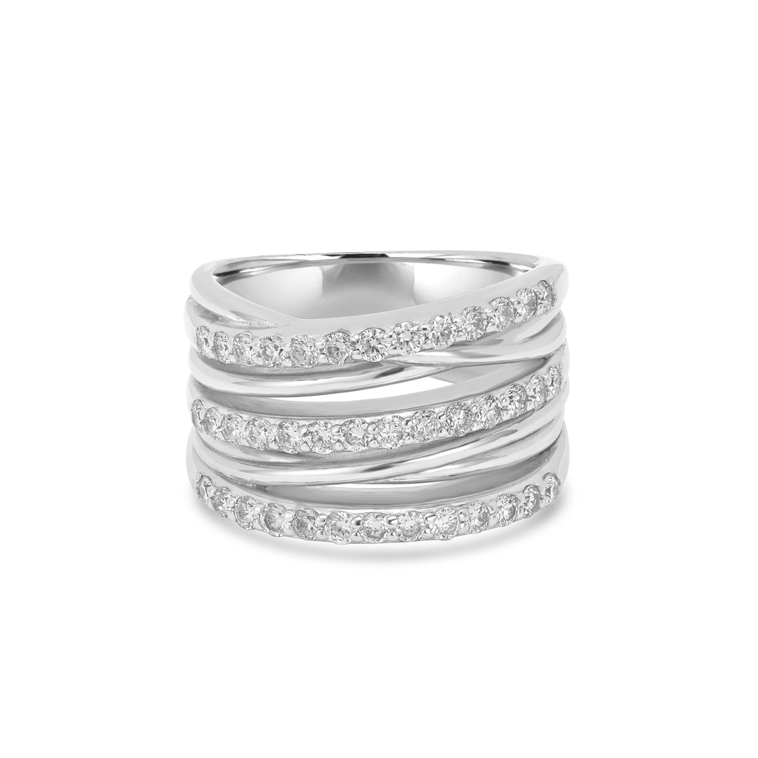 1.01 Cts Lab Grown Diamond Multi Row Ring in 925 Platinum Plated