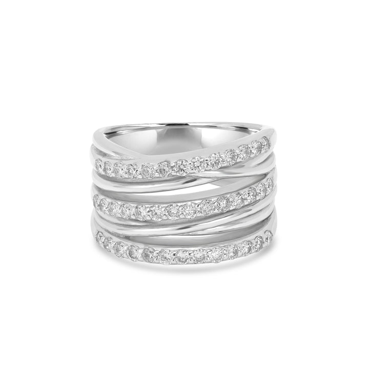 1.01 Cts Lab Grown Diamond Multi Row Ring in 925 Platinum Plated