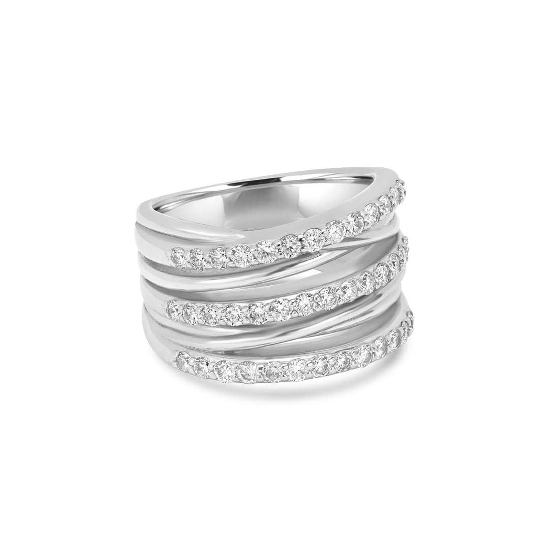 1.01 Cts Lab Grown Diamond Multi Row Ring in 925 Platinum Plated