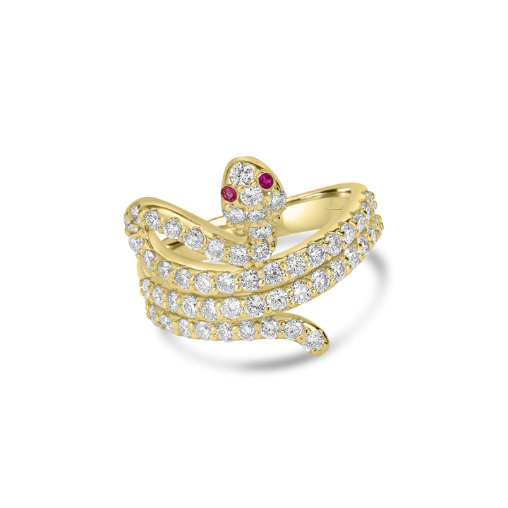 1.20 Cts Lab Grown Diamond Snake Ring in 925 Yellow Gold Plated