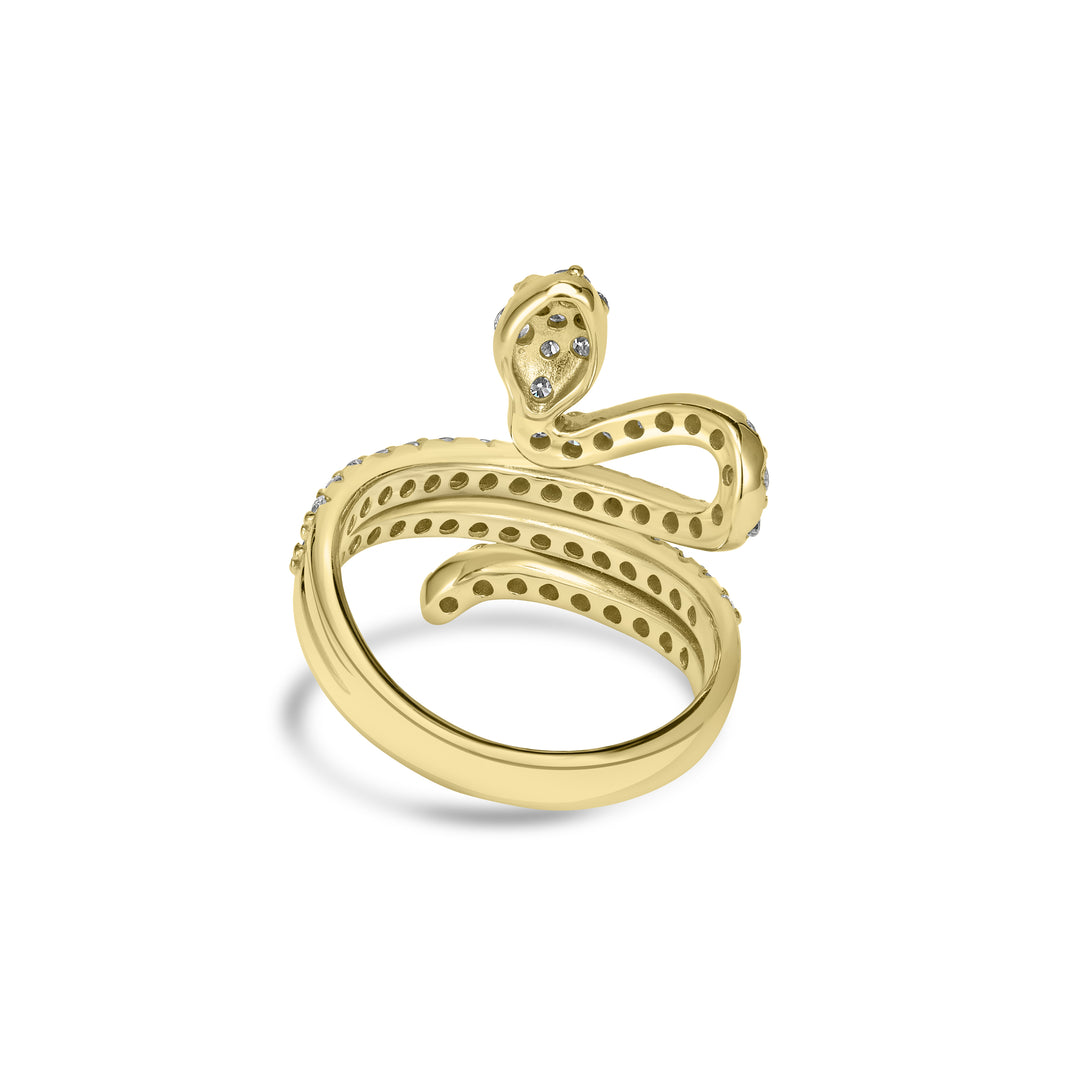 1.20 Cts Lab Grown Diamond Snake Ring in 925 Yellow Gold Plated