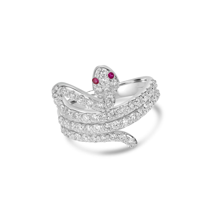 1.20 Cts Lab Grown Diamond Snake Ring in 925 Platinum Plated