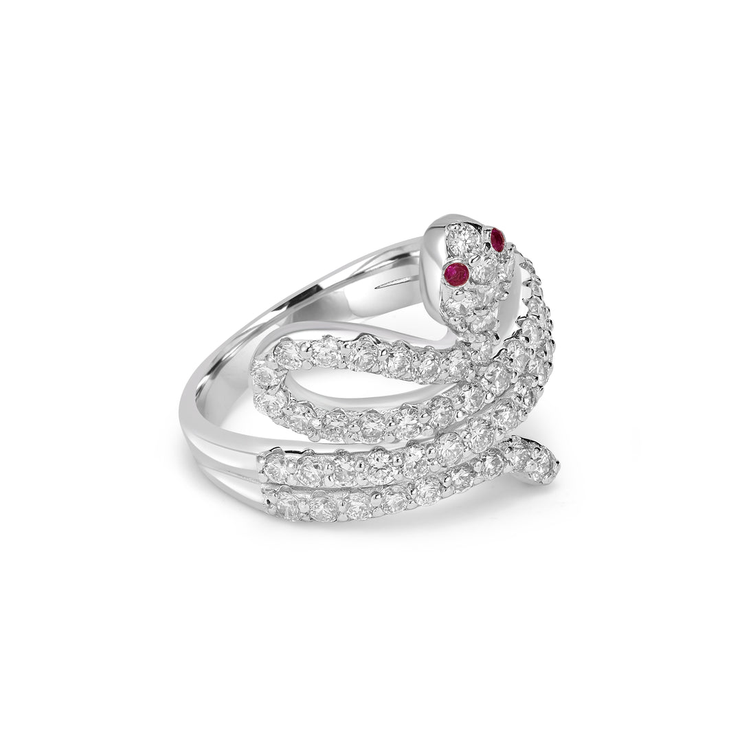 1.20 Cts Lab Grown Diamond Snake Ring in 925 Platinum Plated