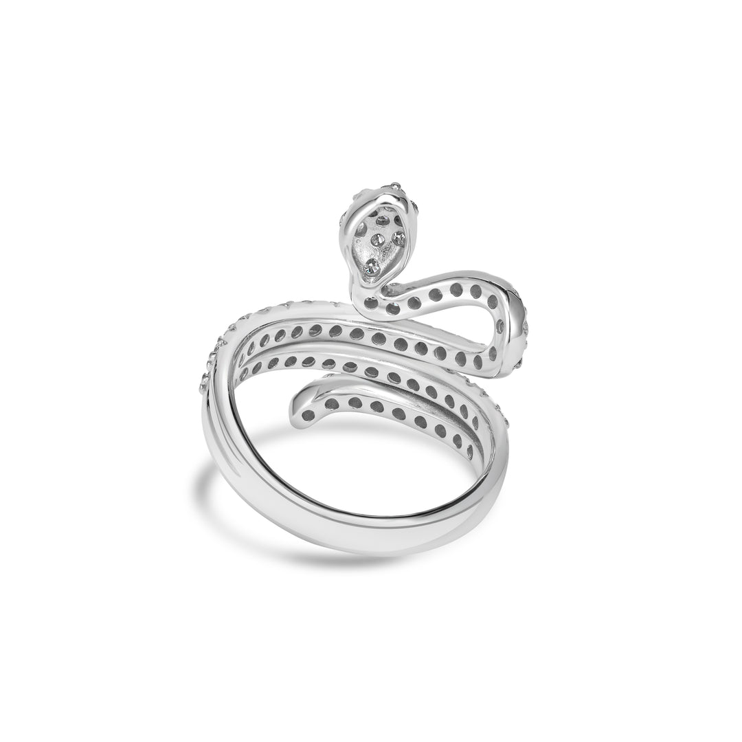 1.20 Cts Lab Grown Diamond Snake Ring in 925 Platinum Plated