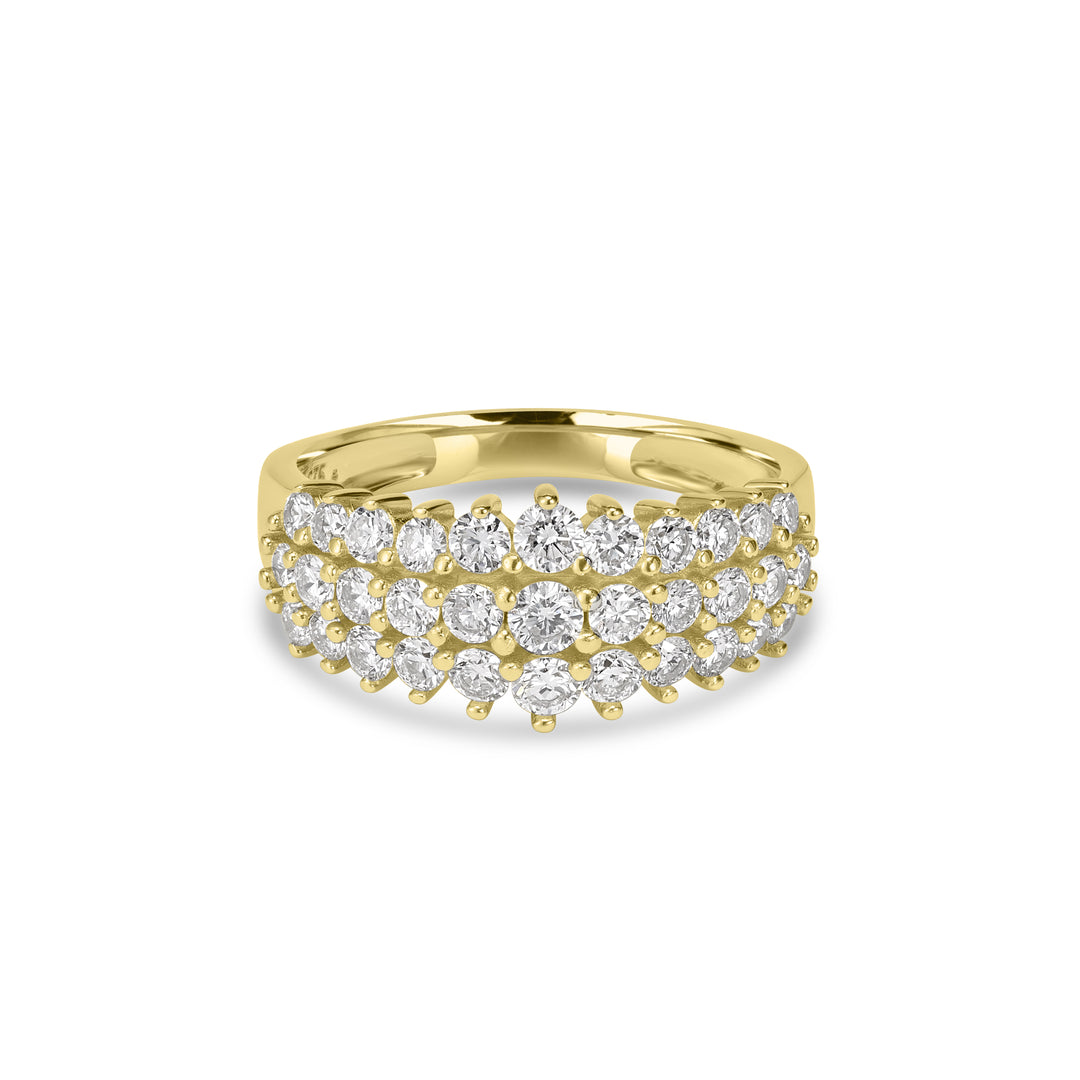 1.15 Cts Lab Grown Diamond Cluster Ring in 925 Yellow Gold Plated