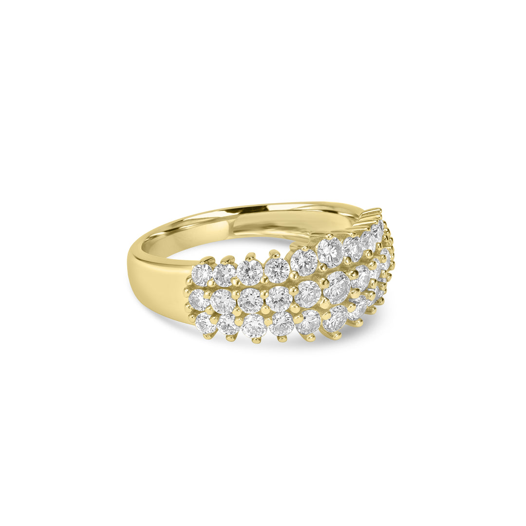 1.15 Cts Lab Grown Diamond Cluster Ring in 925 Yellow Gold Plated