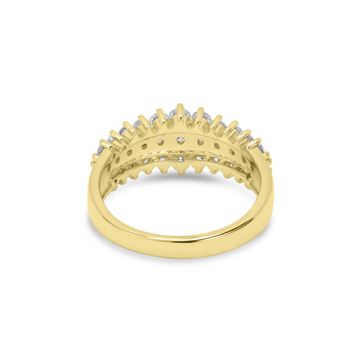 1.15 Cts Lab Grown Diamond Cluster Ring in 925 Yellow Gold Plated