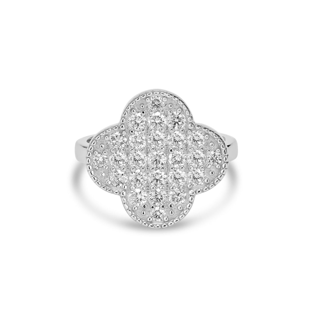 1.04 Cts Lab Grown Diamond Clover Ring in 925 Platinum Plated