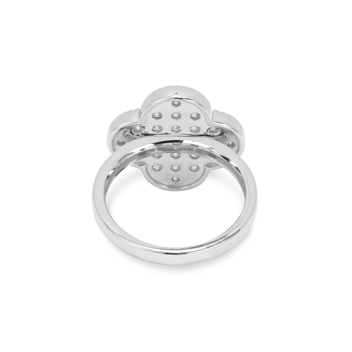 1.04 Cts Lab Grown Diamond Clover Ring in 925 Platinum Plated