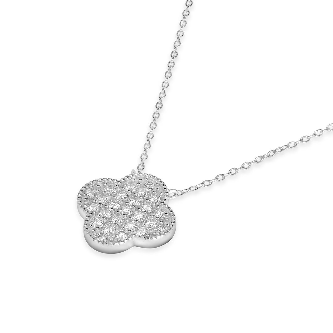 1.05 Cts Lab Grown Diamond Clover Necklace in 925 Platinum Plated