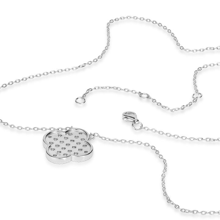1.05 Cts Lab Grown Diamond Clover Necklace in 925 Platinum Plated