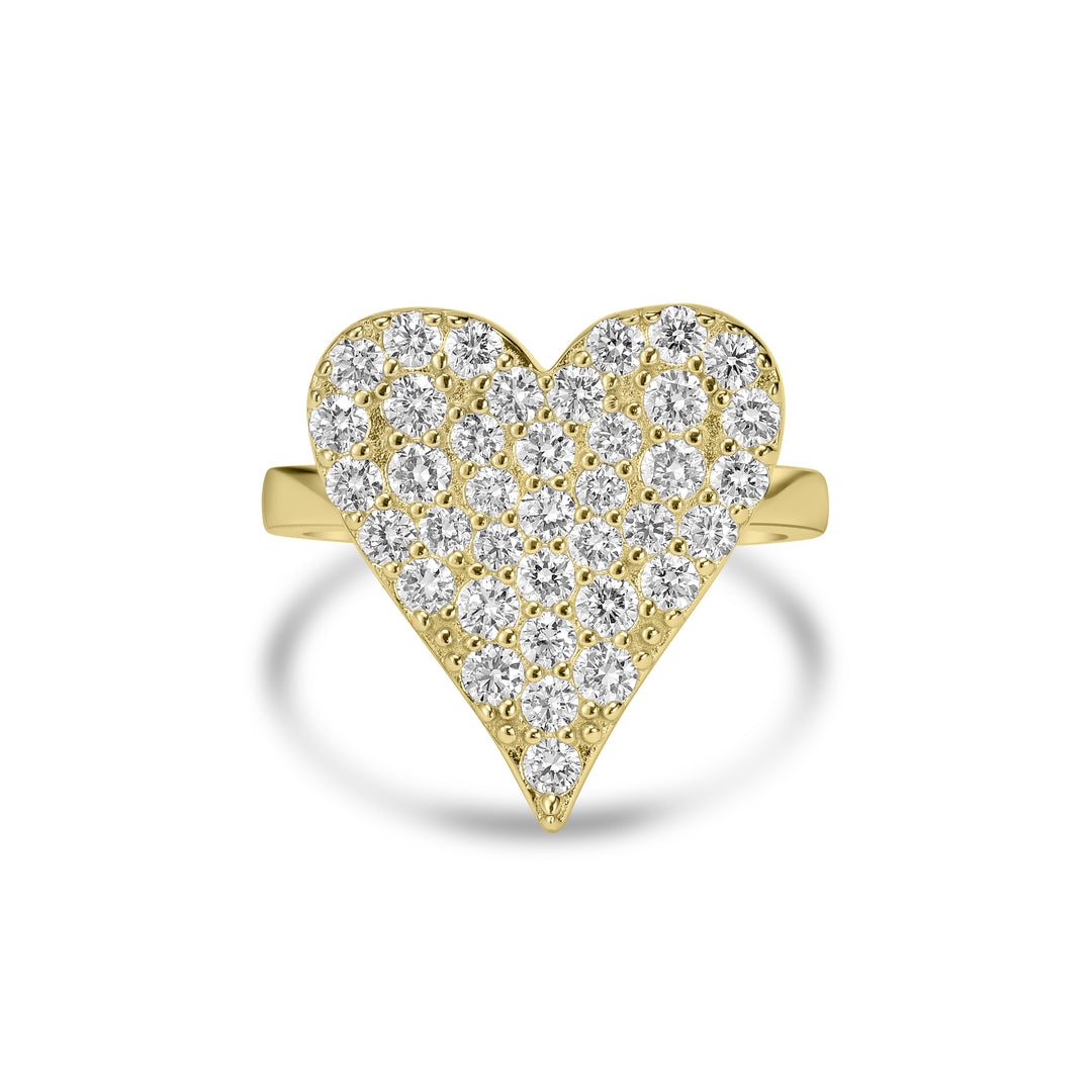 1.31 Cts Lab Grown Diamond Heart Ring in 925 Yellow Gold Plated