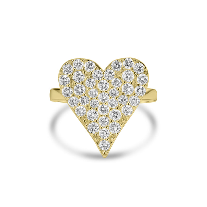 1.31 Cts Lab Grown Diamond Heart Ring in 925 Yellow Gold Plated