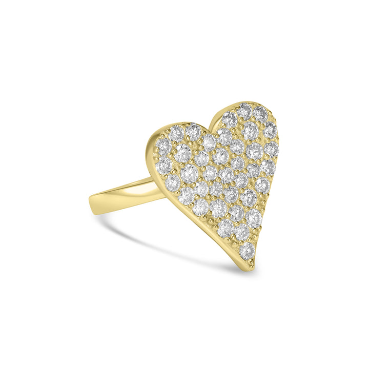 1.31 Cts Lab Grown Diamond Heart Ring in 925 Yellow Gold Plated
