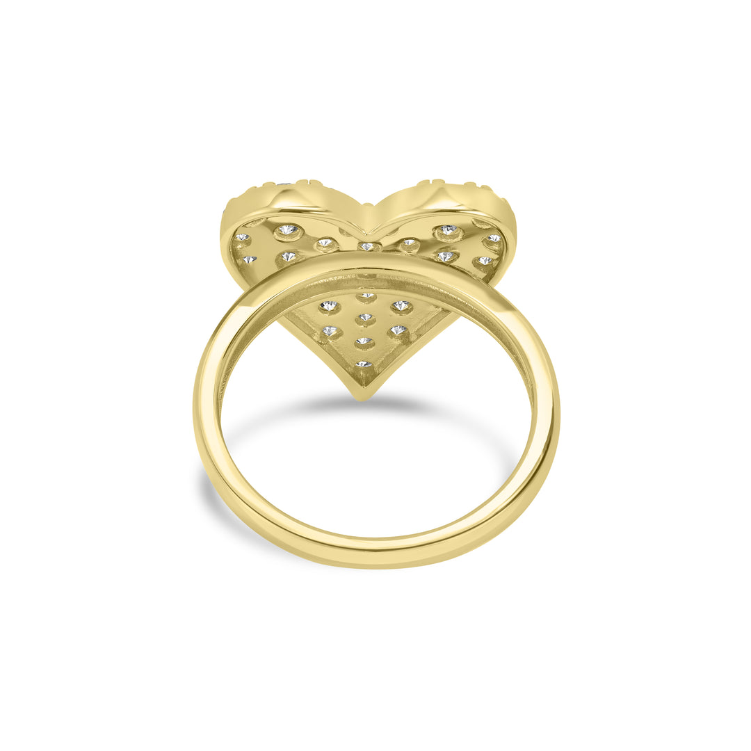 1.31 Cts Lab Grown Diamond Heart Ring in 925 Yellow Gold Plated