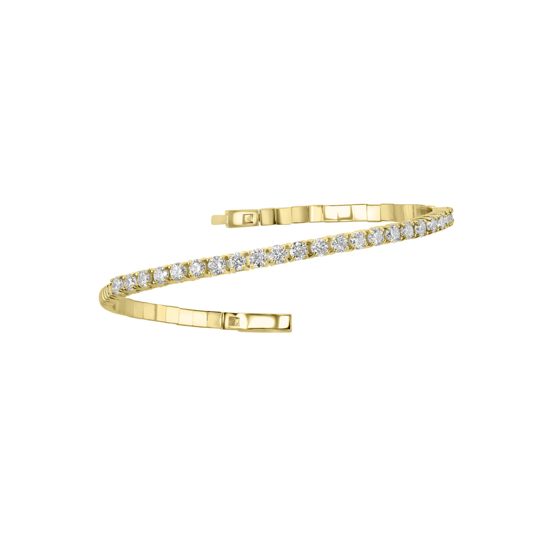 2.43 Cts Lab Grown Diamond Flex Bracelet in 925 Yellow Gold Plated