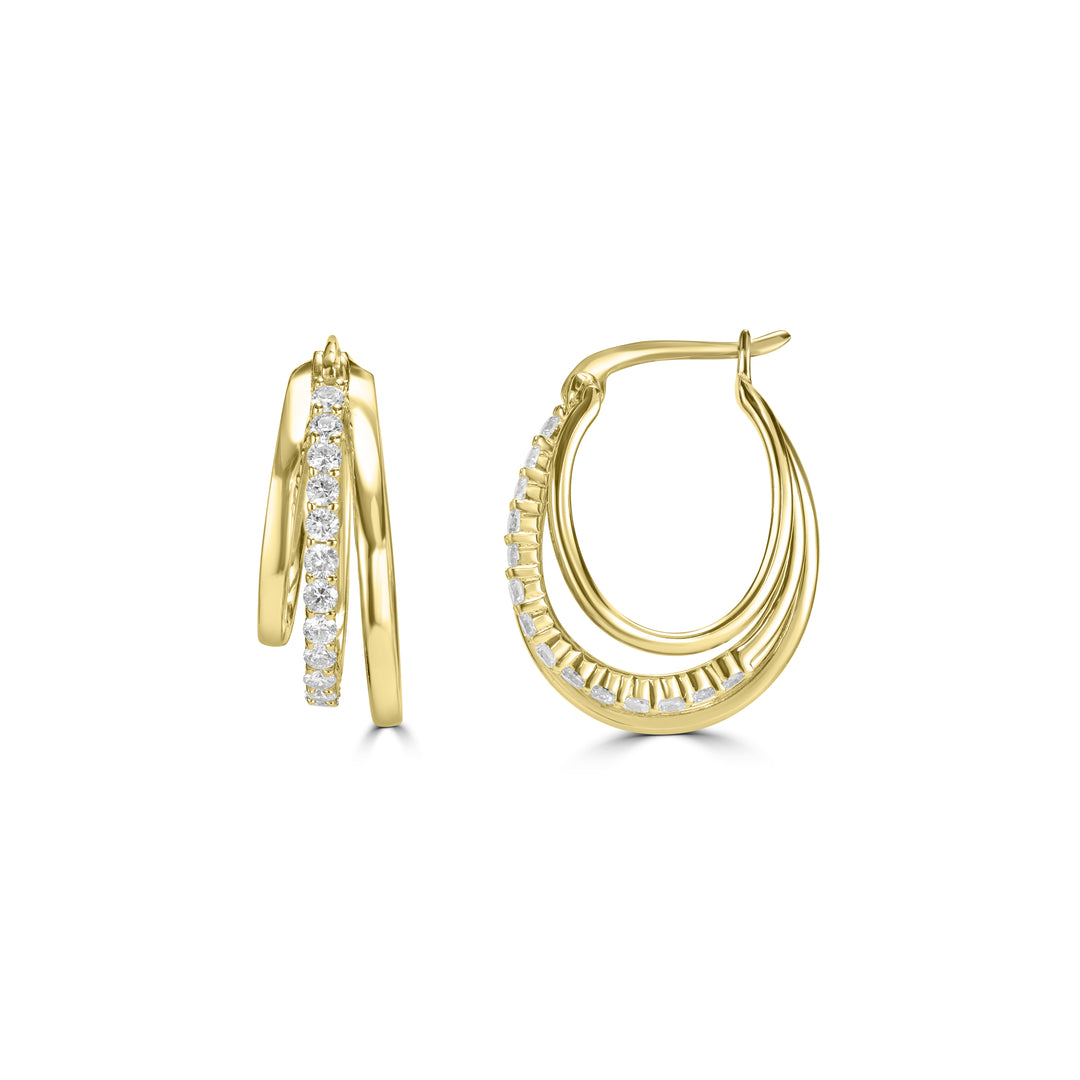 0.71 Cts Lab Grown Diamond Hoop Earring in 925 Yellow Gold Plated