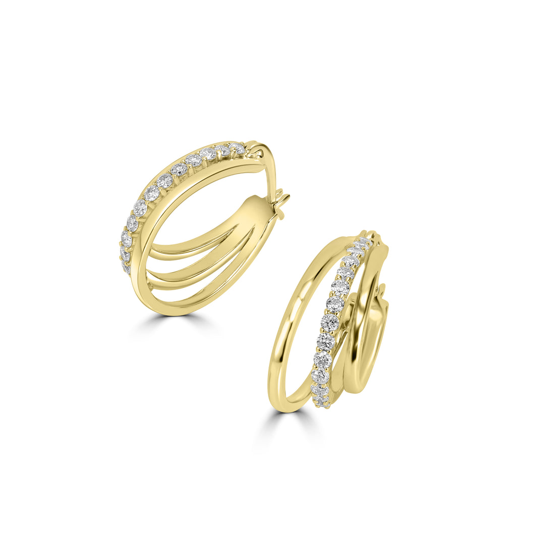 0.71 Cts Lab Grown Diamond Hoop Earring in 925 Yellow Gold Plated