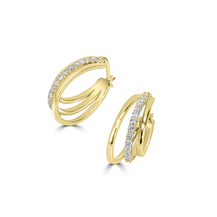 0.71 Cts Lab Grown Diamond Hoop Earring in 925 Yellow Gold Plated
