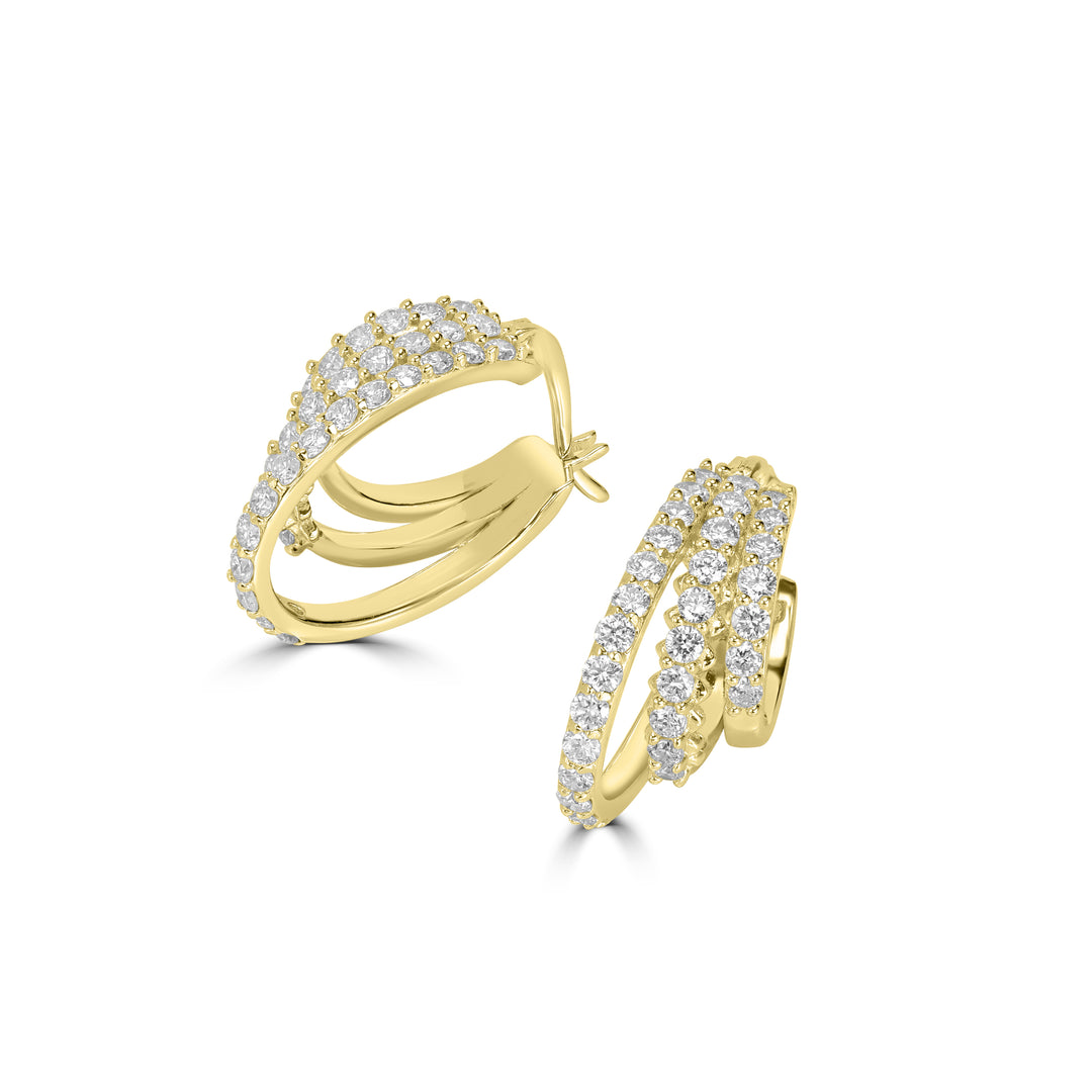 1.45 Cts Lab Grown Diamond Hoop Earring in 925 Yellow Gold Plated