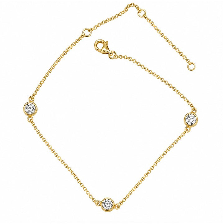 1.50 DEW Moissanite Station Bracelet in 925 Yellow Gold