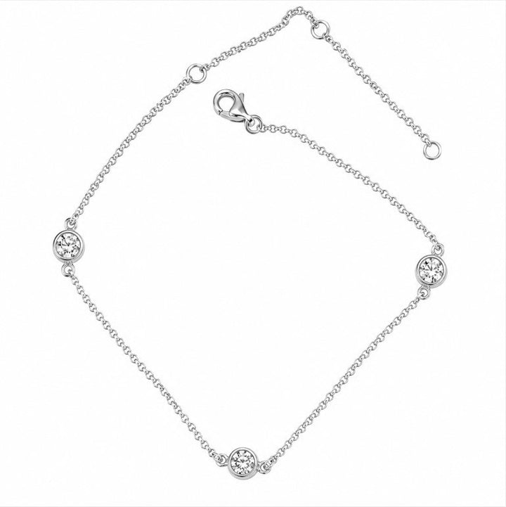 1.50 DEW Moissanite Station Bracelet in 925 Platinum Plated