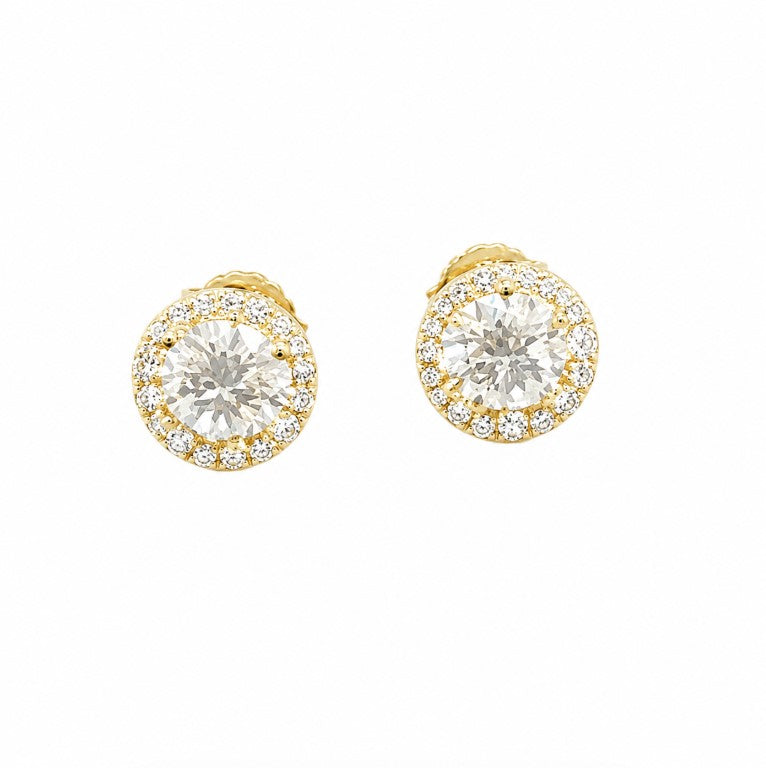 4.26 DEW Moissanite Halo Earring in 925 Yellow Gold