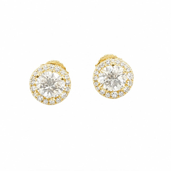 4.26 DEW Moissanite Halo Earring in 925 Yellow Gold
