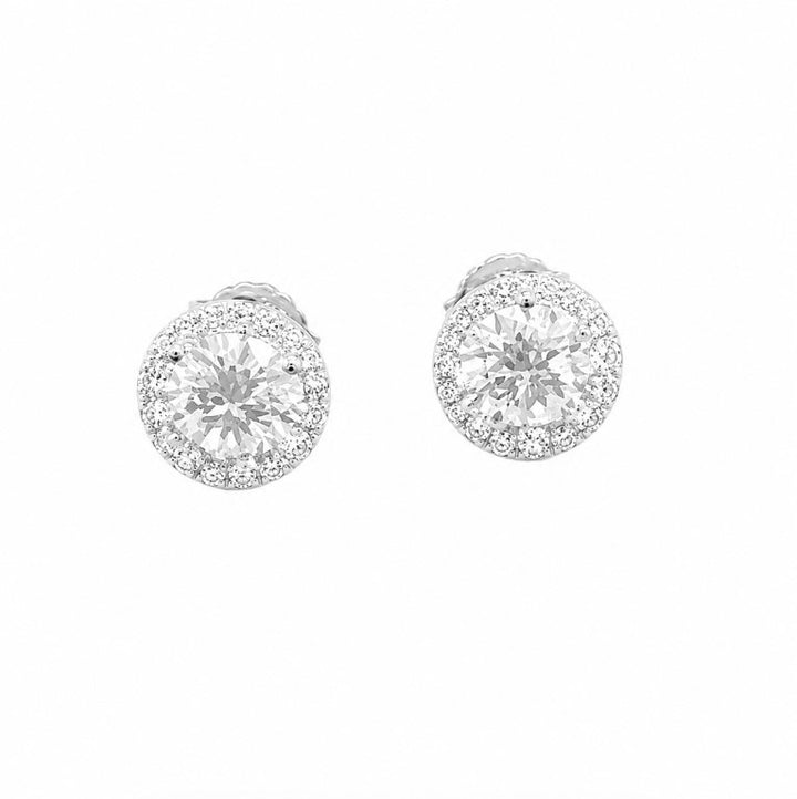 4.26 DEW Moissanite Halo Earring in 925 Platinum Plated