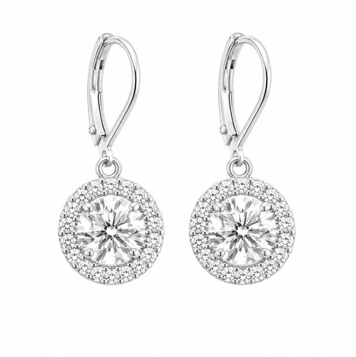 4.40 DEW Moissanite Halo Earring in 925 Platinum Plated