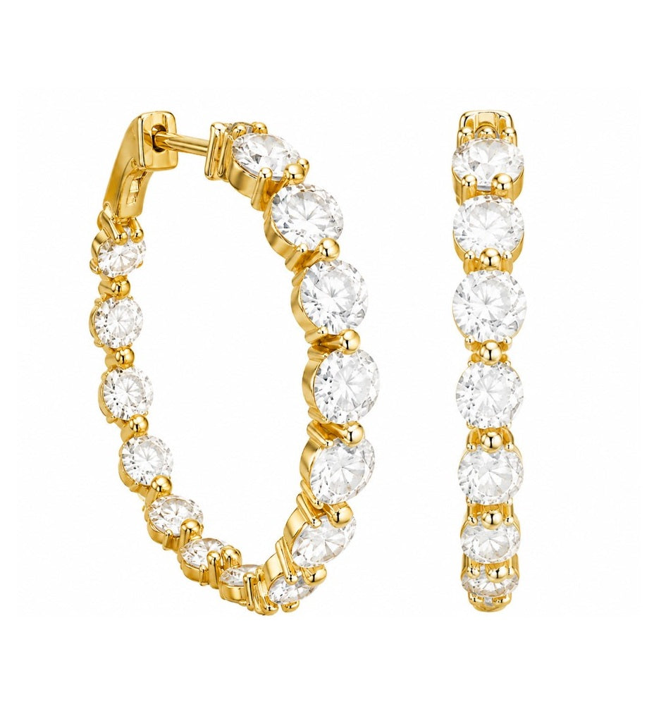 3.00 Ctw Lab Grown Diamond Hoop Earring in 925 Yellow Gold Plated