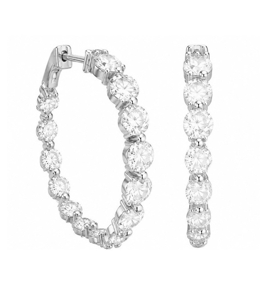 3.00 Ctw Lab Grown Diamond Hoop Earring in 925 Platinum Plated