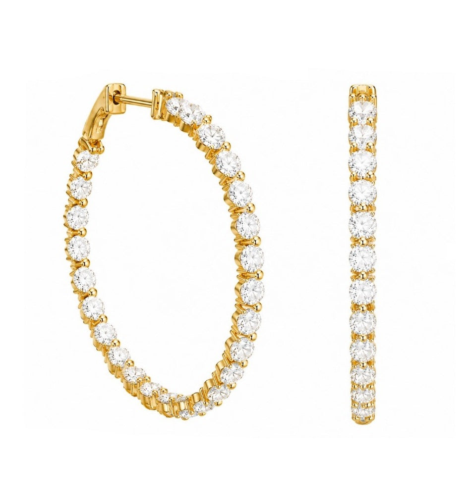 5.00 Ctw Lab Grown Diamond Hoop Earring in 925 Yellow Gold Plated