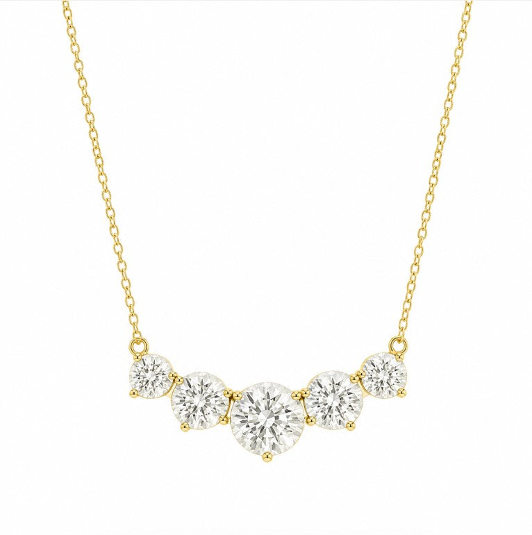 10.00 DEW Moissanite Necklace in 925 Yellow Gold Plated