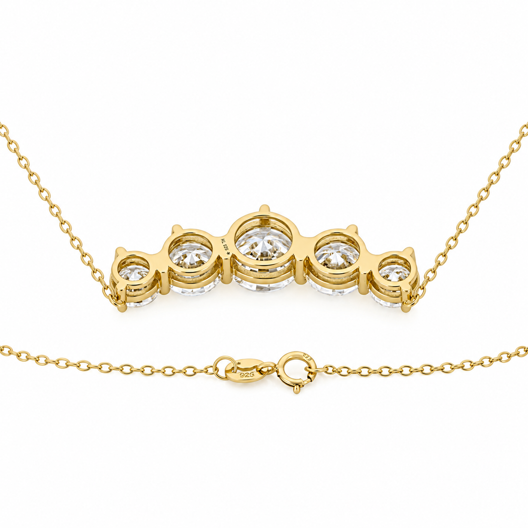 10.00 DEW Moissanite Necklace in 925 Yellow Gold Plated