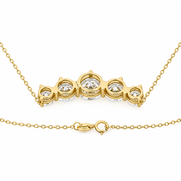 10.00 DEW Moissanite Necklace in 925 Yellow Gold Plated