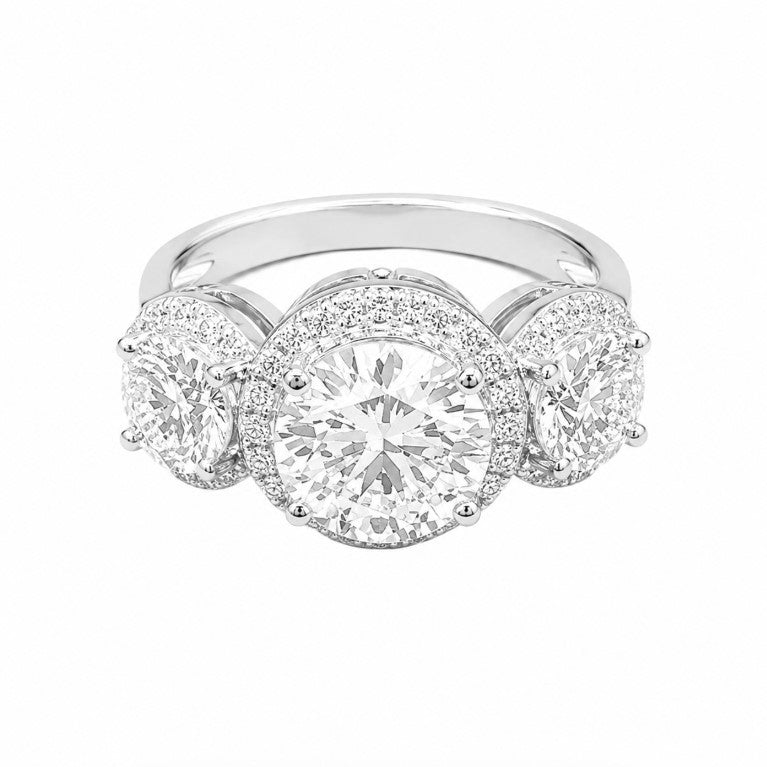 3.36 DEW Moissanite Halo Ring in 925 Platinum Plated