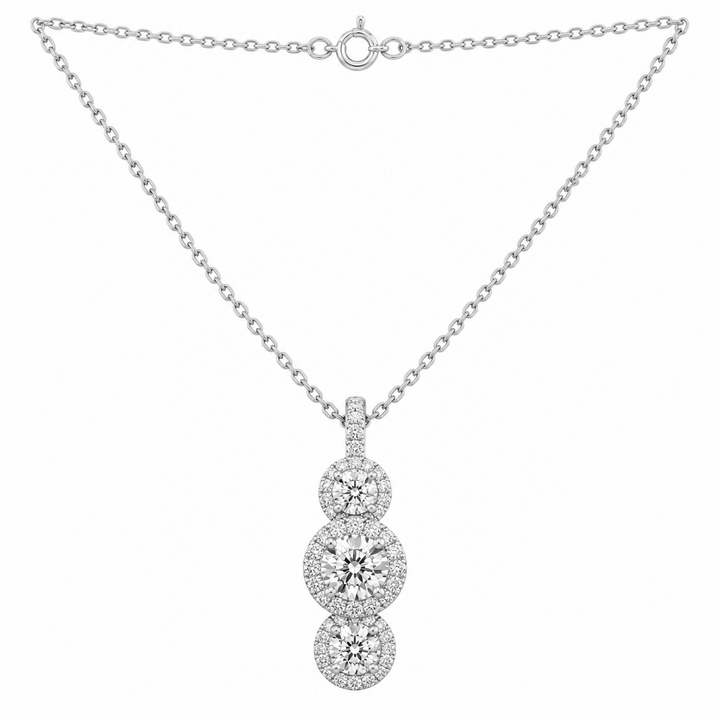 3.50 DEW Moissanite Halo Pendant in 925 Platinum Plated