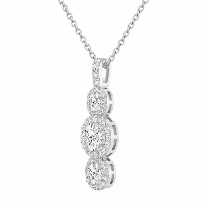 3.50 DEW Moissanite Halo Pendant in 925 Platinum Plated